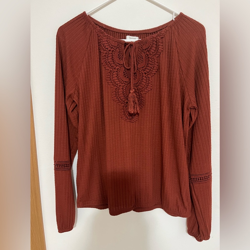 Women's Rust Lace Detail Top. Maurice’s